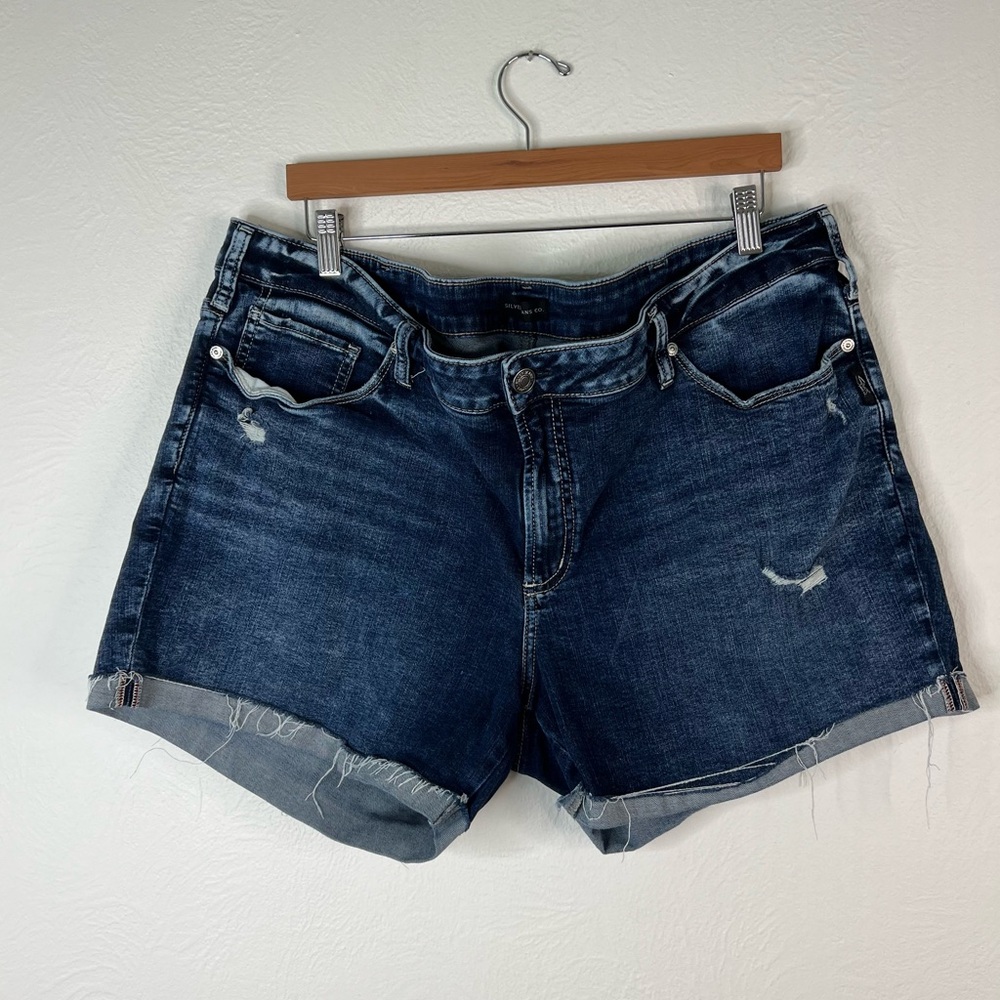 Silver Jeans Co Suki Short Dark Wash Cotton Stretch Denim Mid Rise Size 24